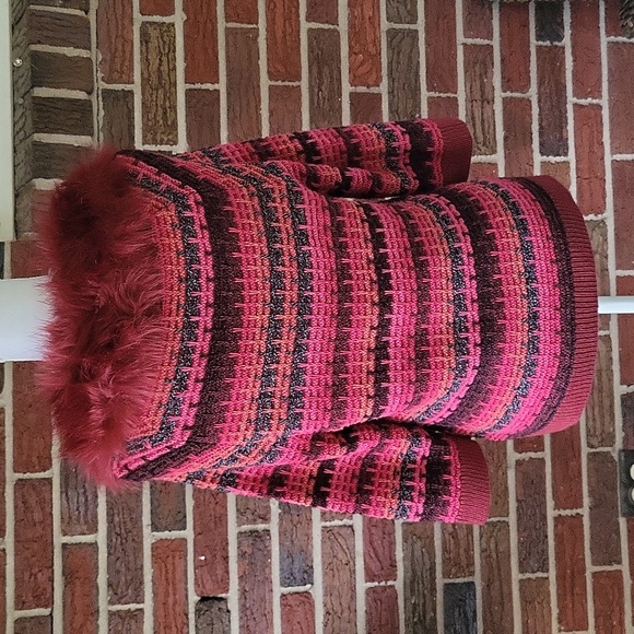 Nic+Zoe Chunky Snap Cardigan Faux Fur Collar Size Large - Picture 4 of 9